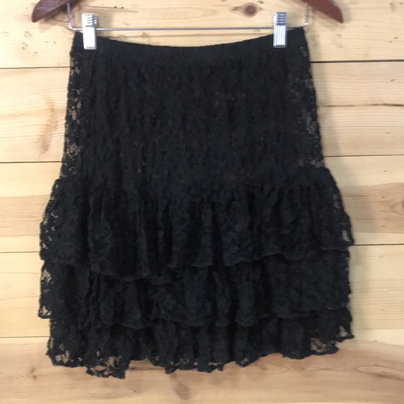 New Kings Crown black tiered ruffled lace layering mini skirt extender Large - Picture 6 of 9